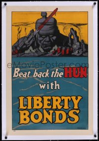 5a0280 BEAT BACK THE HUN WITH LIBERTY BONDS linen 20x30 WWI war poster 1918 Frederick Strothmann art