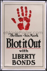 5a0281 BLOT IT OUT linen 28x43 WWI war poster 1916 with Liberty Bonds, cool art by J. Allen St. John!