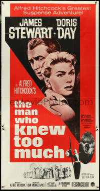 5b0420 MAN WHO KNEW TOO MUCH 3sh R1960s James Stewart & Doris Day, directed by Alfred Hitchcock!