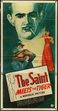 5b0429 SAINT MEETS THE TIGER 3sh 1943 great art of Hugh Sinclair as Simon Templar, ultra rare!