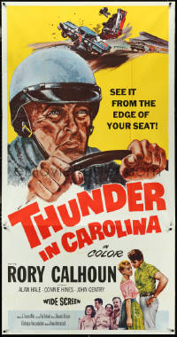 5b0434 THUNDER IN CAROLINA 3sh 1960 Rory Calhoun, artwork of the World Series of stock car racing!