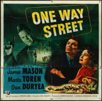 5b0399 ONE WAY STREET 6sh 1950 art of James Mason, sexy Marta Toren & Dan Duryea with gun, rare!