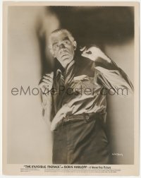 5b1817 INVISIBLE MENACE 8x10.25 still 1938 great close portrait of creepy Boris Karloff by shadow!