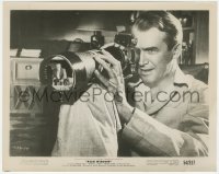 5b1880 REAR WINDOW 8x10.25 still 1954 Raymond Burr reflected in James Stewart's huge camera lens!