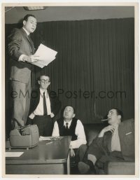 5b1898 SID CAESAR SHOW candid TV 8x10.25 still 1960s he's with Woody Allen, Mel Brooks & Mel Tolkin!