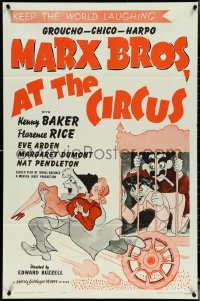 5b0928 AT THE CIRCUS 1sh R1962 Marx Brothers, Groucho, Chico & Harpo, Al Hirschfeld art!