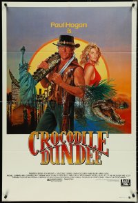 5b0474 CROCODILE DUNDEE Aust 1sh 1986 different art of Paul Hogan in New York City by Clinton!