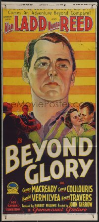 5b0564 BEYOND GLORY Aust daybill 1948 Richardson Studio art of cadet Alan Ladd & Donna Reed!