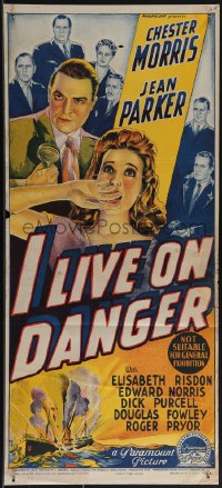 5b0568 I LIVE ON DANGER Aust daybill 1942 Chester Morris & Parker by Richardson Studio, ultra rare!