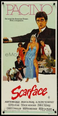 5b0580 SCARFACE Aust daybill 1984 art of Al Pacino as Tony Montana, Michelle Pfeiffer!