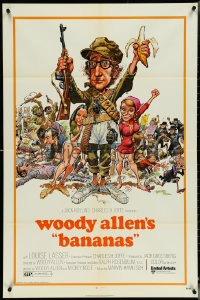 5b0935 BANANAS 1sh 1971 great artwork of Woody Allen by E.C. Comics artist Jack Davis!