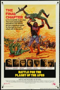 5b0936 BATTLE FOR THE PLANET OF THE APES 1sh 1973 Tanenbaum art of war between apes & humans!