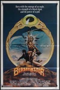 5b0937 BEASTMASTER 1sh 1982 Taylor art of bare-chested Marc Singer & sexy Tanya Roberts!