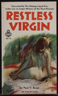 5b1491 RESTLESS VIRGIN paperback book 1961 she's no longer mistress of her own passions, Rader art!