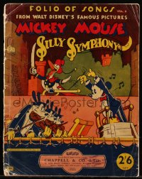 5b0488 SILLY SYMPHONY English song folio 1936 Mickey Mouse, Donald Duck, Walt Disney cartoon, rare!