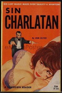 5b1493 SIN CHARLATAN paperback book 1964 his lust magic made every beauty a wanton, great art!