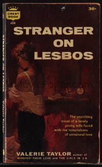 5b1494 STRANGER ON LESBOS paperback book 1960 lonely wife faced with temptations of unnatural love!