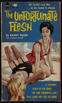 5b1498 UNFORTUNATE FLESH paperback book 1960 she couldn't love men so she turned to women, Rader art