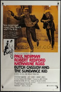 5b0969 BUTCH CASSIDY & THE SUNDANCE KID style B 1sh 1969 Paul Newman, Robert Redford, Ross!