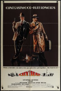 5b0989 CITY HEAT 1sh 1984 art of Clint Eastwood the cop & Burt Reynolds the detective by Fennimore!