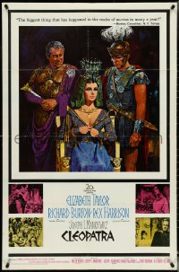 5b0990 CLEOPATRA reviews style 1sh 1963 Elizabeth Taylor, Burton, Harrison, Howard Terpning art!