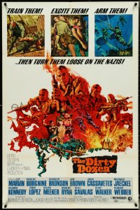 5b1027 DIRTY DOZEN 1sh 1967 Charles Bronson, Jim Brown, Lee Marvin, cool Frank McCarthy art!