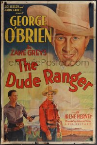 5b1038 DUDE RANGER 1sh 1934 Zane Grey, close up of George O'Brien & held at gunpoint, ultra rare!