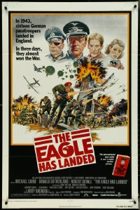 5b1041 EAGLE HAS LANDED 1sh 1977 Michael Caine against upper-gray background during World War II!