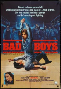 5b0931 BAD BOYS English 1sh 1983 life has pushed Sean Penn into a corner, wild prison fight art!