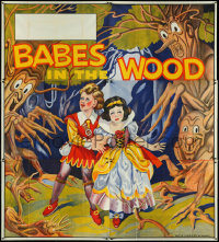 5b0394 BABES IN THE WOOD stage play English 6sh 1930s Tenggren-like art of kids & menacing trees!