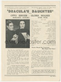 5b1437 DRACULA'S DAUGHTER local theater English program 1936 Gloria Holden, Irving Pichel, Kruger