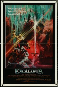 5b1068 EXCALIBUR int'l 1sh 1981 John Boorman directed, Nigel Terry, Williamson, gold credits design!