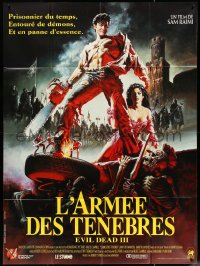 5b0244 ARMY OF DARKNESS French 1p 1993 Sam Raimi, Hussar art of Bruce Campbell with chainsaw hand!