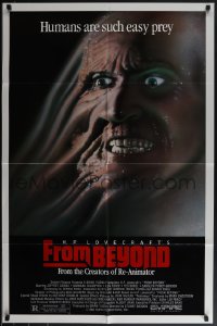 5b1093 FROM BEYOND 1sh 1986 H.P. Lovecraft, wild sci-fi horror image, humans are such easy prey!