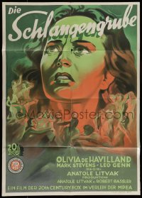 5b0505 SNAKE PIT German 1950 incredible different artwork of mental patient Olivia de Havilland!