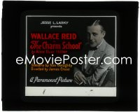 5b1511 CHARM SCHOOL glass slide 1921 great close up smoking portrait of Wallace Reid!