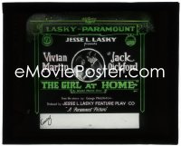 5b1521 GIRL AT HOME glass slide 1917 Vivian Martin pays for Jack Pickford's college & he cheats!!