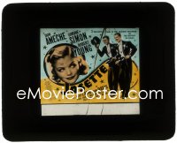 5b1532 JOSETTE glass slide 1938 pretty Simone Simon, Don Ameche & Robert Young in tuxedos!