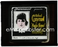 5b1536 MAGGIE PEPPER glass slide 1919 portrait of salesgirl Ethel Clayton in picture frame!