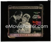 5b1539 MEN WOMEN & MONEY glass slide 1919 model Ethel Clayton & millionaire in a bumpy courtship!