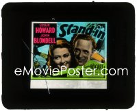 5b1566 STAND-IN glass slide 1937 headshots of Leslie Howard & Joan Blondell, but no Humphrey Bogart!