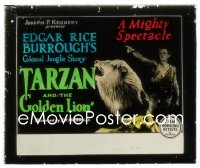 5b1569 TARZAN & THE GOLDEN LION glass slide 1927 Edgar Rice Burroughs, Pierce & lion, ultra rare!