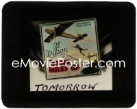 5b1573 THREE MILES UP glass slide 1927 cool image of Dare-Devil Aviator Al Wilson hanging from plane!