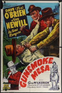 5b1113 GUNSMOKE MESA 1sh 1944 litho art western cowboy Tex O'Brien & Texas Rangers, ultra rare!