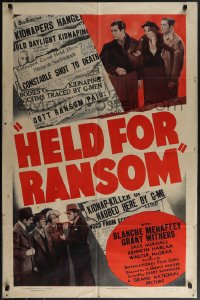 5b1119 HELD FOR RANSOM 1sh 1938 female FBI agent Blanche Mehaffey solves a kidnapping, rare!