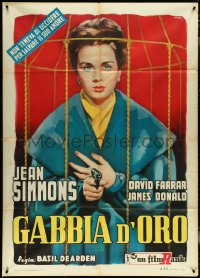 5b0299 CAGE OF GOLD Italian 1p 1951 Jean Simmons is blackmailed, different art by Manno, ultra rare!