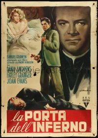 5b0620 EDGE OF DOOM Italian 1p 1950 priest Dana Andrews, murderer Farley Granger, art by Olivetti!