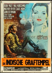 5b0622 INDIAN TOMB Italian 1p R1961 Fritz Lang, art of sexy Debra Paget by Luigi Martinati!