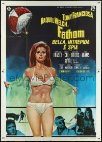 5b0263 FATHOM Italian 2p 1967 different art of sexy nearly-naked Raquel Welch disrobing!