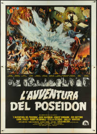 5b0279 POSEIDON ADVENTURE Italian 2p 1973 Kunstler art of Gene Hackman & passengers escaping!